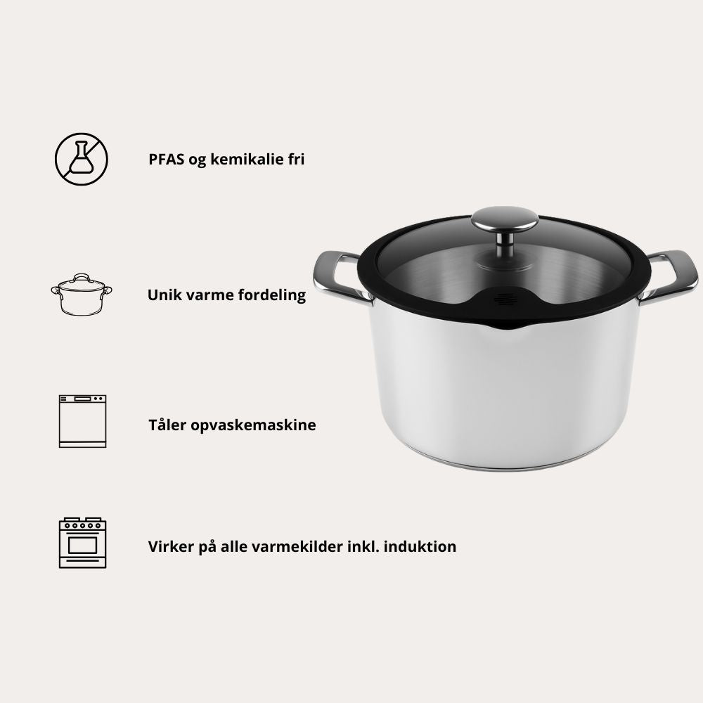 Roestvrijstalen kookpan met deksel, 6,5 liter, ChefGrade van Qookware