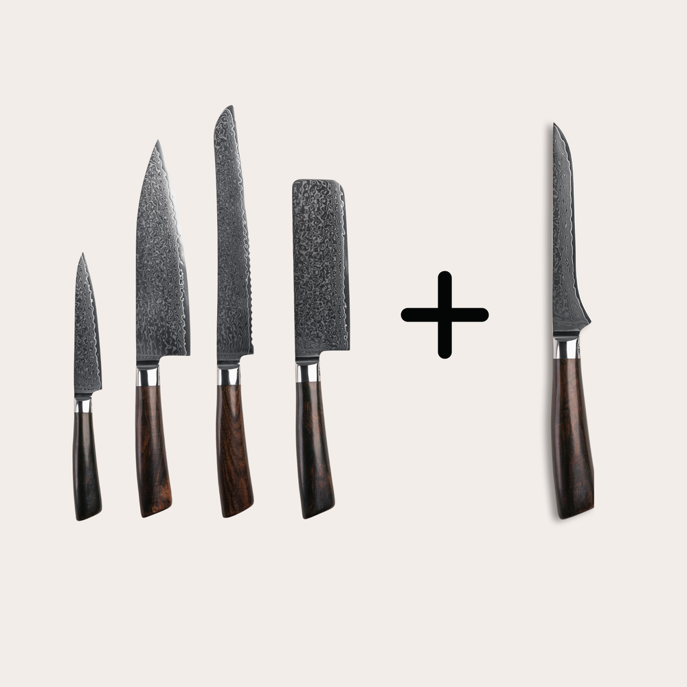 Messenset Allround Set Rose met 4 messen en gratis uitbeenmes van Qookware