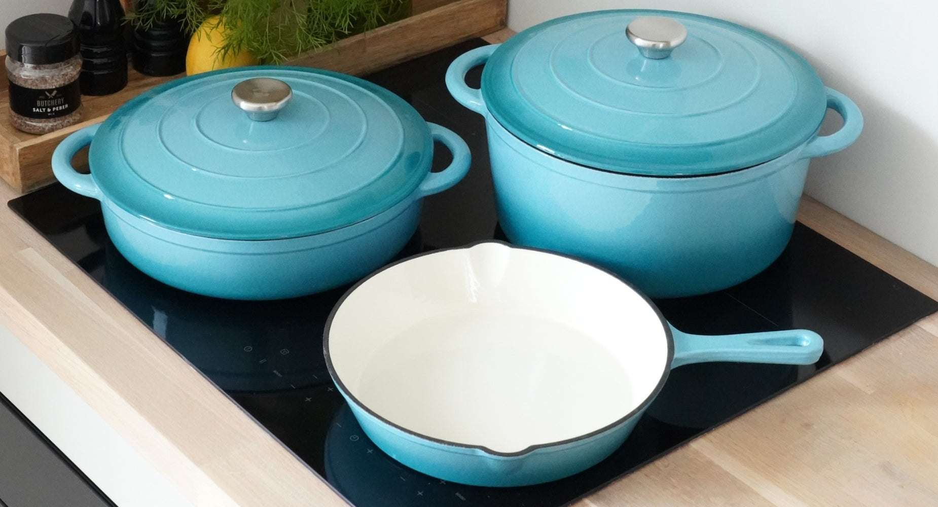 Gietijzeren set - Complete Set - Artic Blue (7 delen)