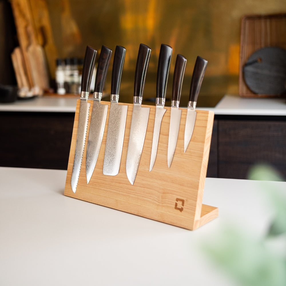 Eikenhouten messenhouder van Qookware