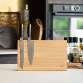 Eikenhouten messenhouder van Qookware