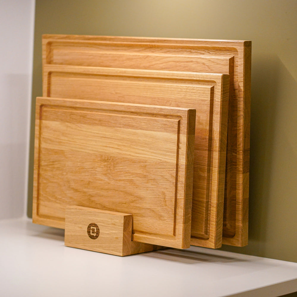 Complete set eikenhouten snijplanken van Qookware