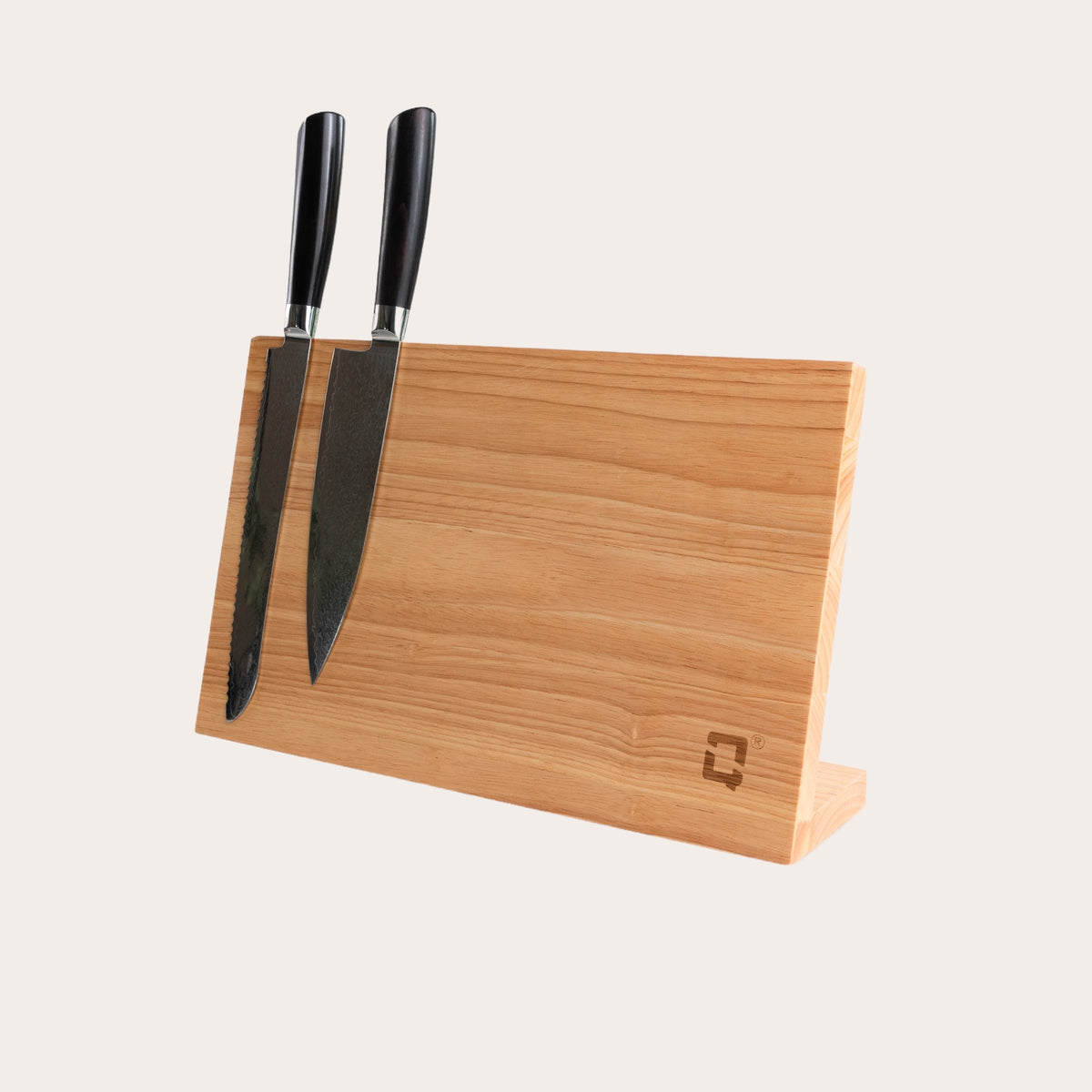 Eikenhouten messenhouder van Qookware