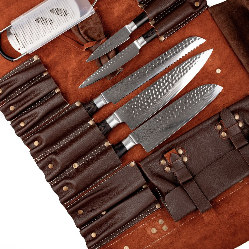 Messentas van echt bruin leer van Qookware