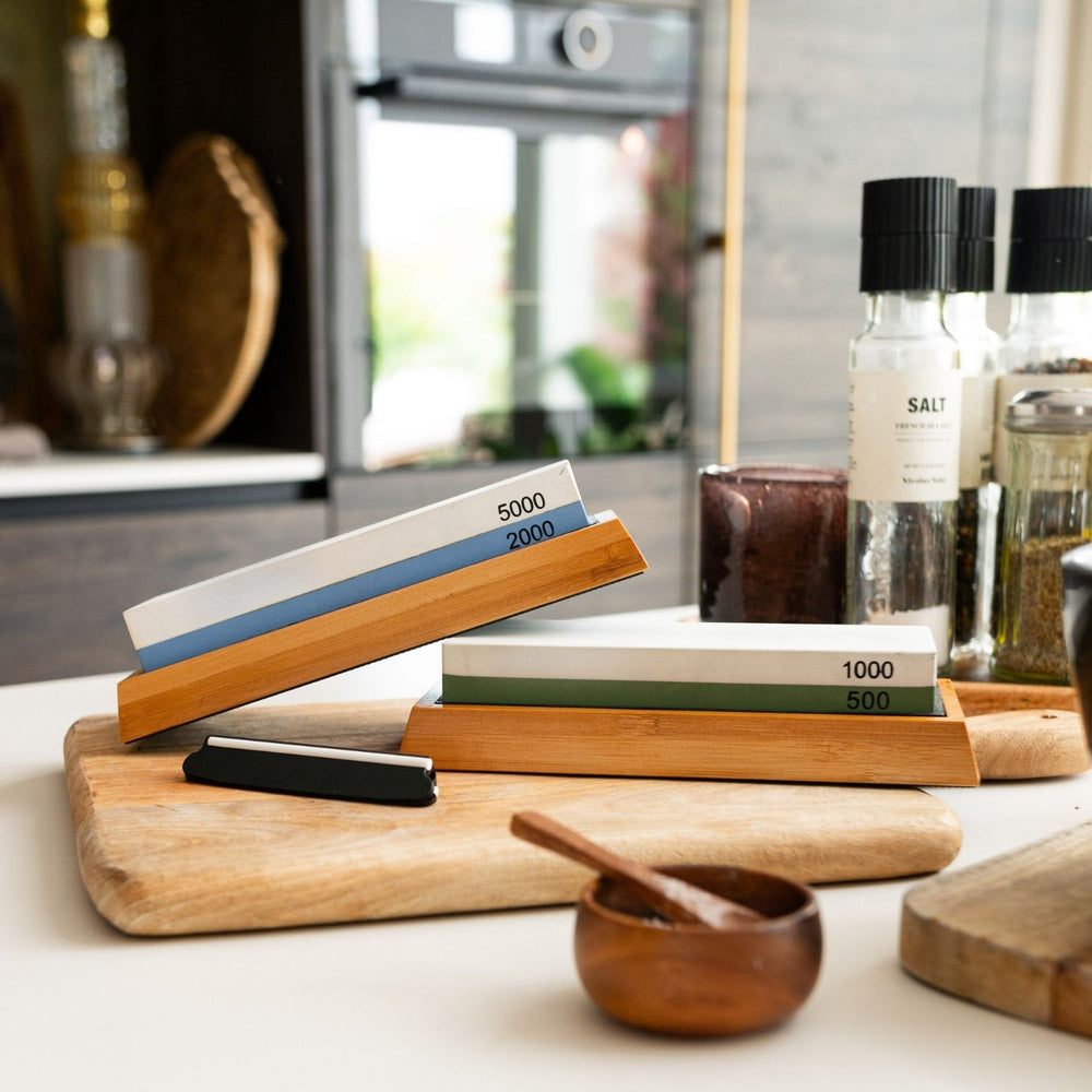 Set met twee slijpstenen en een vlaksteen van Qookware