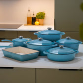 Grote set van geëmailleerd gietijzer van Qookware