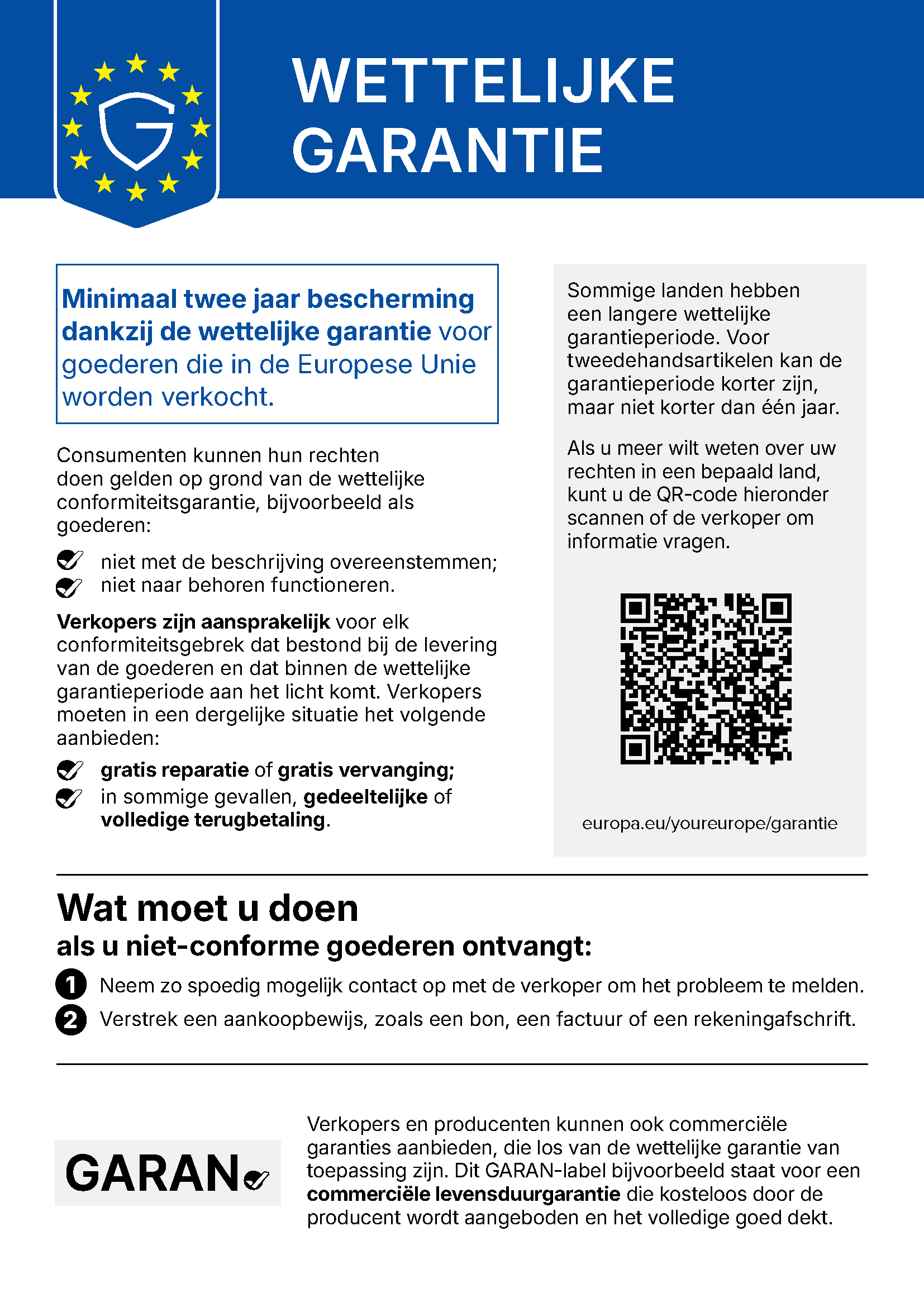 EU-kennisgeving over de wettelijke garantie